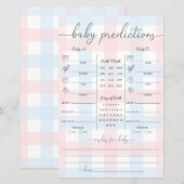 Pink Blue Gingham Twins Baby Predictions Game (Vorne/Hinten)