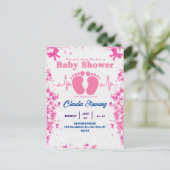 Pink & Blue Girl Baby Dusche Postkarte (Stehend Vorderseite)