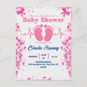 Pink & Blue Girl Baby Dusche Postkarte (Vorderseite)