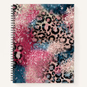 Pink Blue Glitzer Leopard Print Notizblock (Vorderseite)