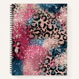 Pink Blue Glitzer Leopard Print Notizblock