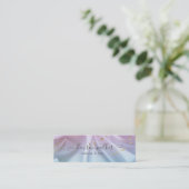 Pink Blue Glitzern Satin Material Business Card Mini Visitenkarte (Stehend Vorderseite)