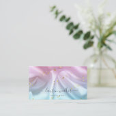 Pink Blue Glitzern Satin Material Business Card Visitenkarte (Stehend Vorderseite)