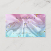 Pink Blue Glitzern Satin Material Business Card Visitenkarte (Rückseite)