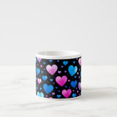 Pink & Blue Glowing Hearts Espressotasse (Vorderseite)