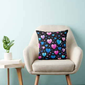 Pink & Blue Glowing Hearts Kissen