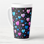 Pink & Blue Glowing Hearts Milchtasse (Linke Ecke)