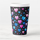 Pink & Blue Glowing Hearts Milchtasse (Vorderseite)