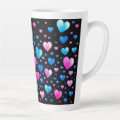 Pink & Blue Glowing Hearts Milchtasse (Rechts)
