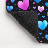 Pink & Blue Glowing Hearts Mousepad (Ecke)