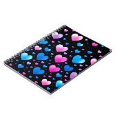 Pink & Blue Glowing Hearts Notizblock (Linke Seite)