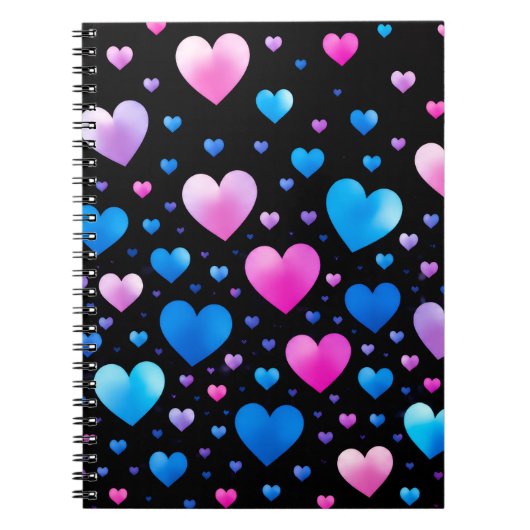 Pink & Blue Glowing Hearts Notizblock (Vorderseite)