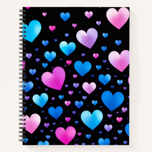 Pink & Blue Glowing Hearts Notizblock (Vorderseite)