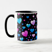Pink & Blue Glowing Hearts Tasse (Links)