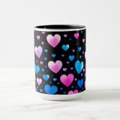 Pink & Blue Glowing Hearts Tasse (Zentrum)