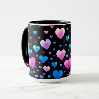 Pink & Blue Glowing Hearts Tasse