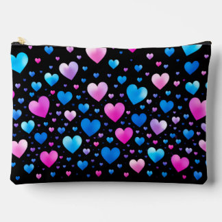 Pink & Blue Glowing Hearts Zubehörtasche