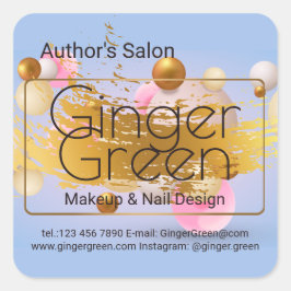 Pink Blue Gold Balloons Quadratischer Aufkleber