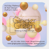 Pink Blue Gold Balloons Quadratischer Aufkleber (Vorderseite)