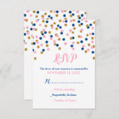 Pink Blue Gold Confetti Baby Dusche RSVP Karten (Vorne/Hinten)