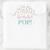 Pink Blue Gold Confetti Sie ist bereit zum Pop Runder Aufkleber (Tasche)