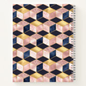 Pink Blue Gold Geometric Glitzer Name Notizblock (Rückseite)