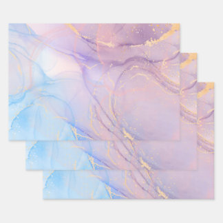 Pink & Blue Gold Glitter Marble Geschenkpapier Set