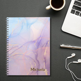 Pink Blue Gold Glitter Marble Name  Notizblock