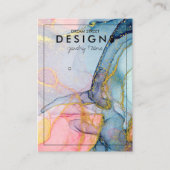 Pink Blue Gold Trendring Display Card Visitenkarte (Vorderseite)