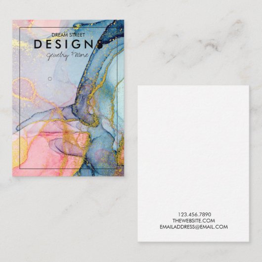 Pink Blue Gold Trendring Display Card Visitenkarte (Vorne/Hinten)