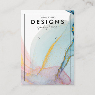 Pink Blue Gold Trendring Display Card Visitenkarte