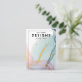 Pink Blue Gold Trendring Display Card Visitenkarte (Stehend Vorderseite)
