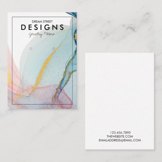 Pink Blue Gold Trendring Display Card Visitenkarte (Vorne/Hinten)