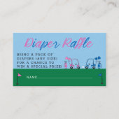 Pink Blue Golf Gender Reveal Diaper Raffle Ticket Begleitkarte (Vorderseite)