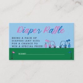 Pink Blue Golf Gender Reveal Diaper Raffle Ticket Begleitkarte