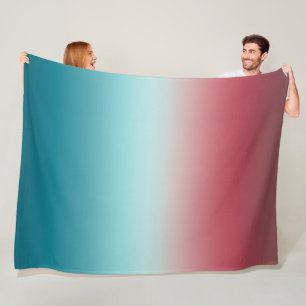 Pink & Blue Gradient Dusty Rose Aqua & Aquamarin O Fleecedecke