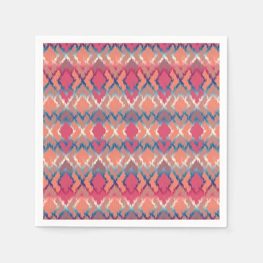 Pink Blue Gradient Geo Tribal Ikat Diamond Muster Serviette (Vorderseite)