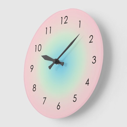 Pink Blue Gradient Ombre Pastel Ästhetik Große Wanduhr (Winkel)