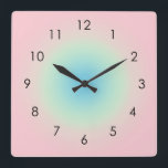 Pink Blue Gradient Ombre Pastell Ästhetische Aura Quadratische Wanduhr<br><div class="desc">Schönes digitales Aquarell Rosa blauer Farbverlauf ombre Design. Gradient Sommer Geschenke.</div>