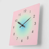 Pink Blue Gradient Ombre Pastell Ästhetische Aura Quadratische Wanduhr (Winkel)