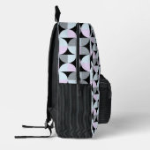 PINK BLUE GRAT BLACK GEOMETRIC PATTERN BEDRUCKTER RUCKSACK (Links)