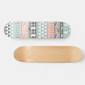 Pink Blue Grau Abstrakt Aztec Tribal Print Pattern Skateboard (Horizontal)