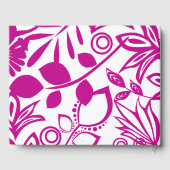 Pink Blue Graue floral Muster Gästebuch (Rückseite)