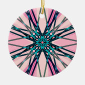 Pink Blue Gray Fraktal Snowflake Winterfestival Keramik Ornament (Vorne)