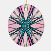 Pink Blue Gray Fraktal Snowflake Winterfestival Keramik Ornament (Links)