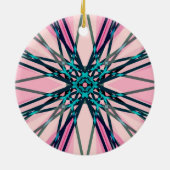 Pink Blue Gray Fraktal Snowflake Winterfestival Keramik Ornament (Hinten)