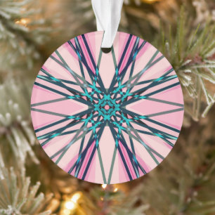 Pink Blue Gray Fraktal Snowflake Winterfestival Ornament