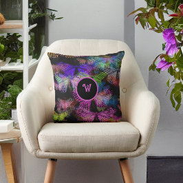 Pink Blue Green Black Butterfly Whispers Initial Kissen