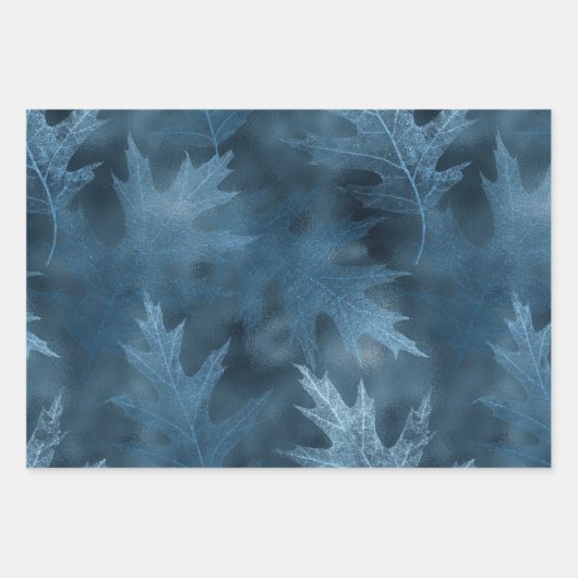 PINK BLUE GREEN FALL AUTUMN LEAVES WRAPPING PAPER GESCHENKPAPIER SET (Vorderseite 3)