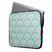 Pink Blue Green Fan Muster Laptopschutzhülle (Vorderseite Links)